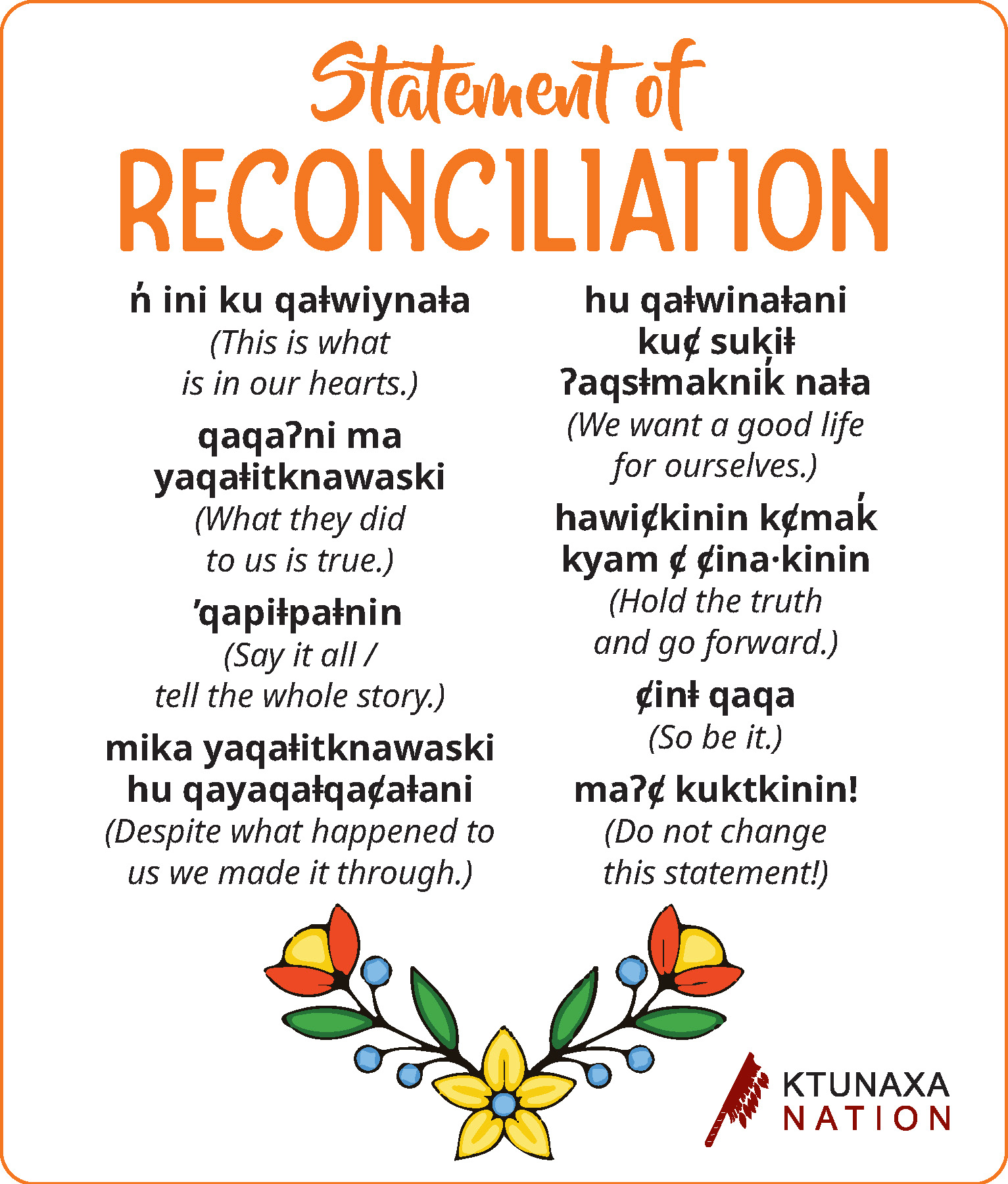 Ktunaxa Statement of Reconciliation